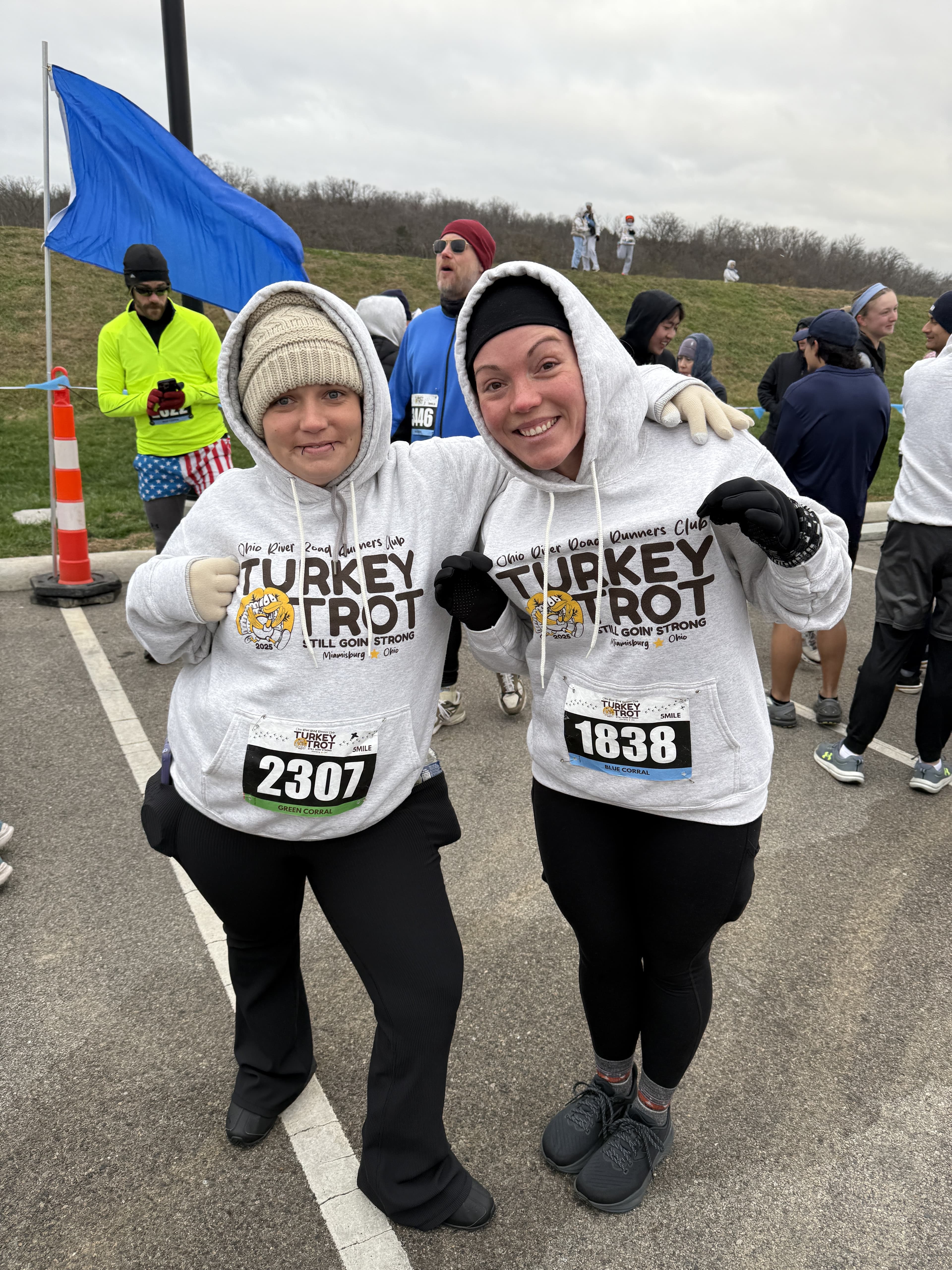 Jenna Gray running the Turkey Trot with a friend